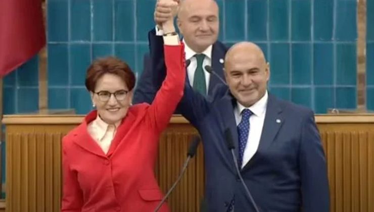 Turhan Çömez’in  rozetini Meral Akşener taktı